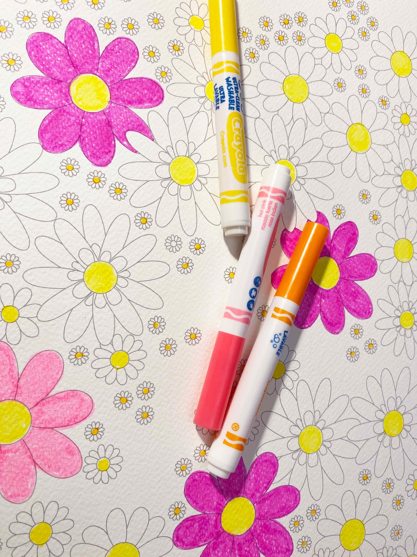 flower colouring sheet large format poster size watercolour paper