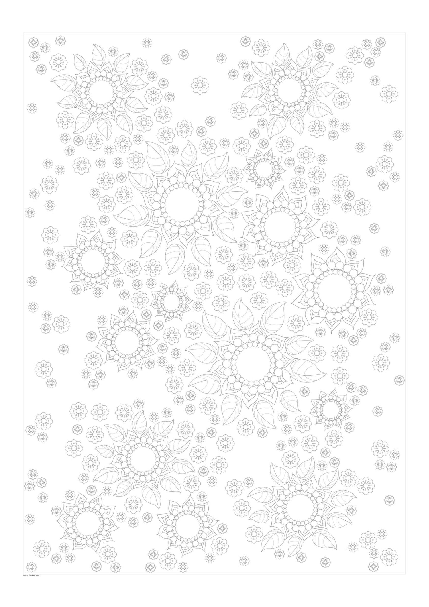 Flower Pattern poster size colouring A1 large format Copic Markers