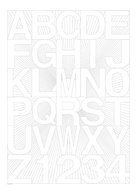 alphabet colouring sheet large format poster size watercolour paper