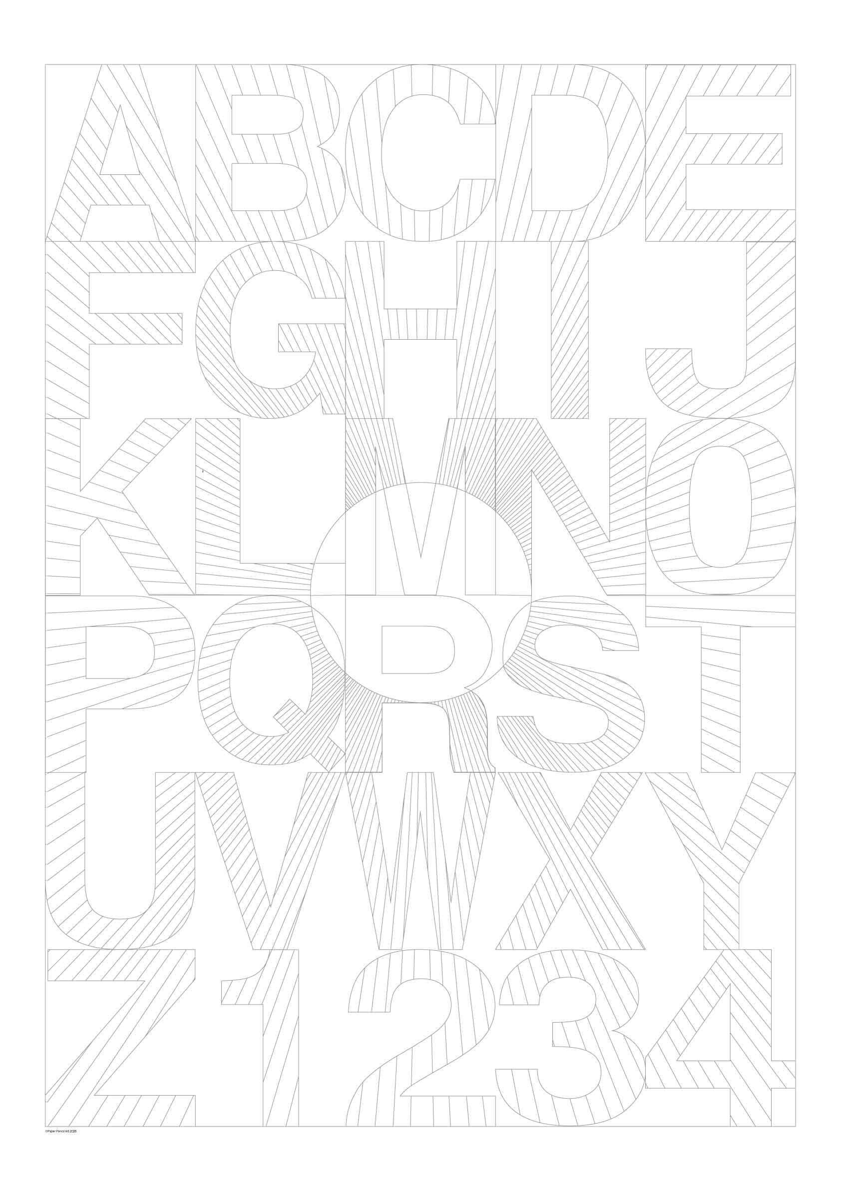 alphabet pattern poster size A1 large format colouring sheet for pencils