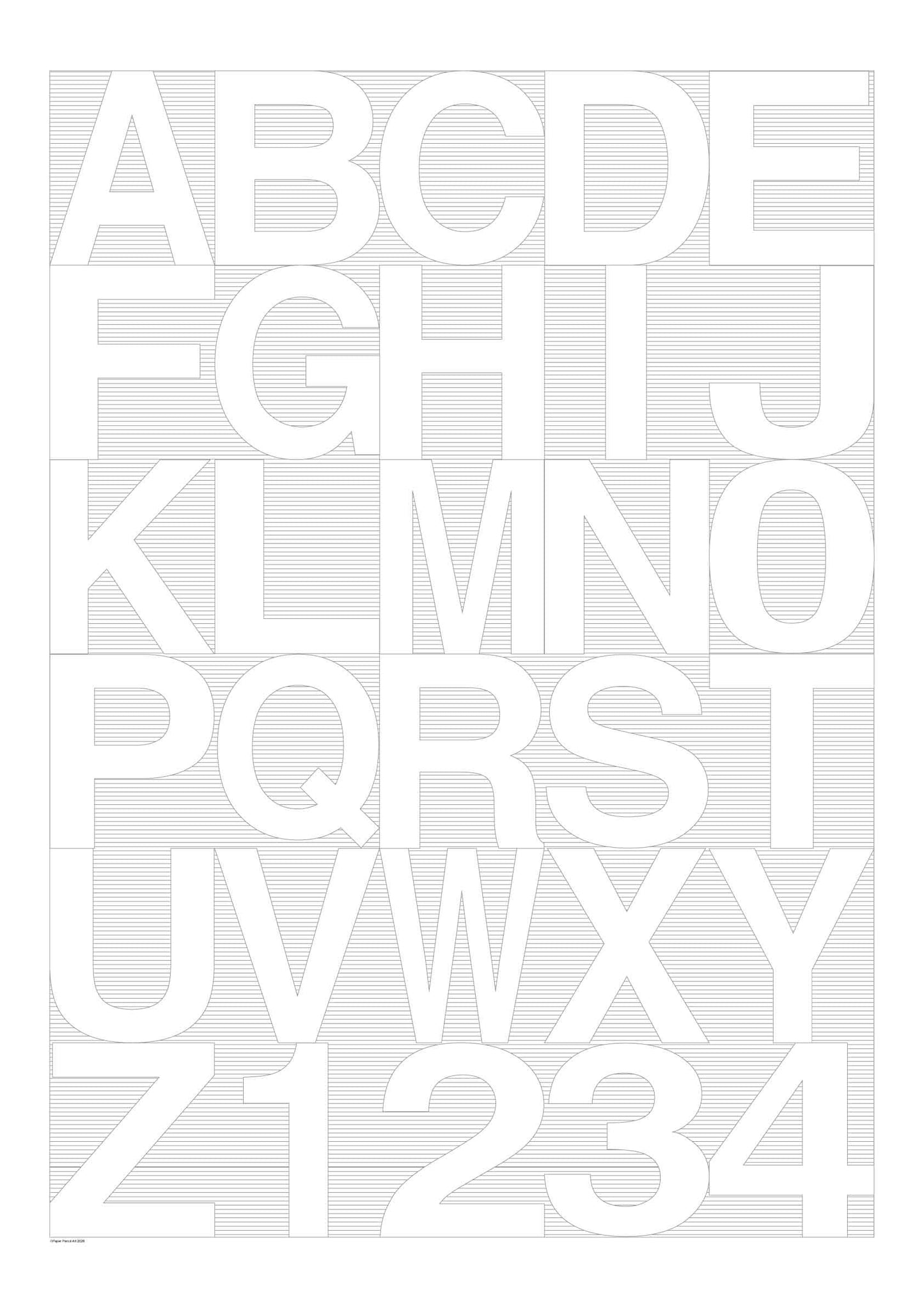 alphabet poster size colouring large format A1 for Copic Markers