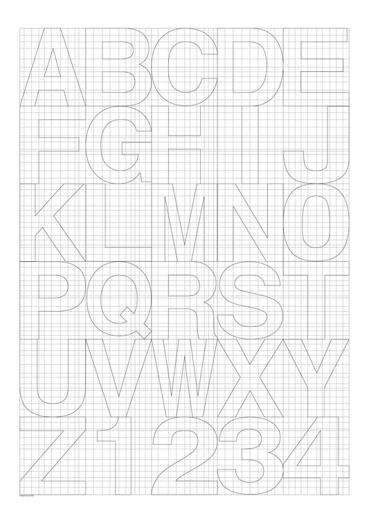 alphabet  colouring sheet large format poster size watercolour paper