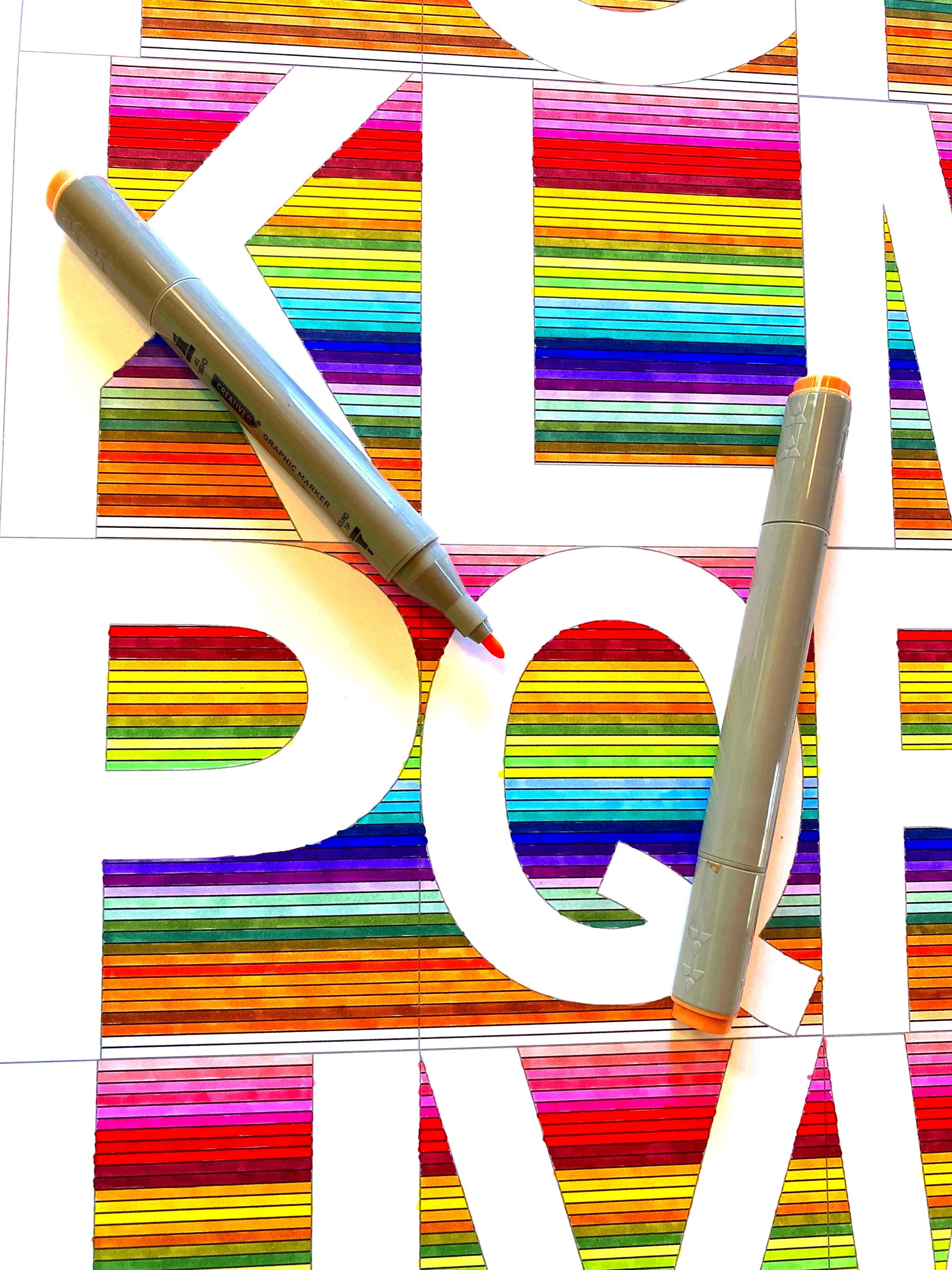 alphabet poster size colouring large format A1 for Copic Markers