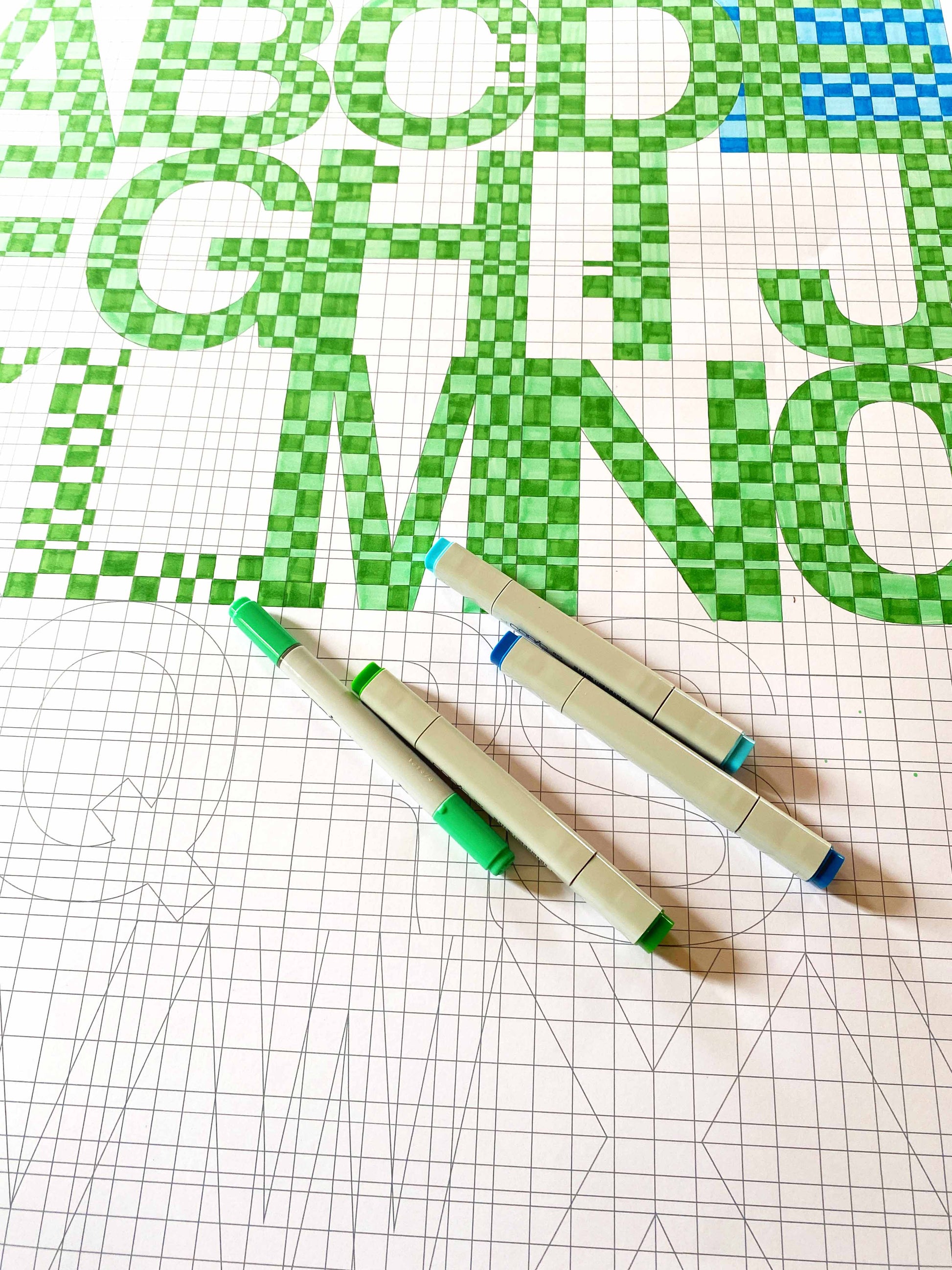 alphabet poster size colouring large format A1 for Copic Markers