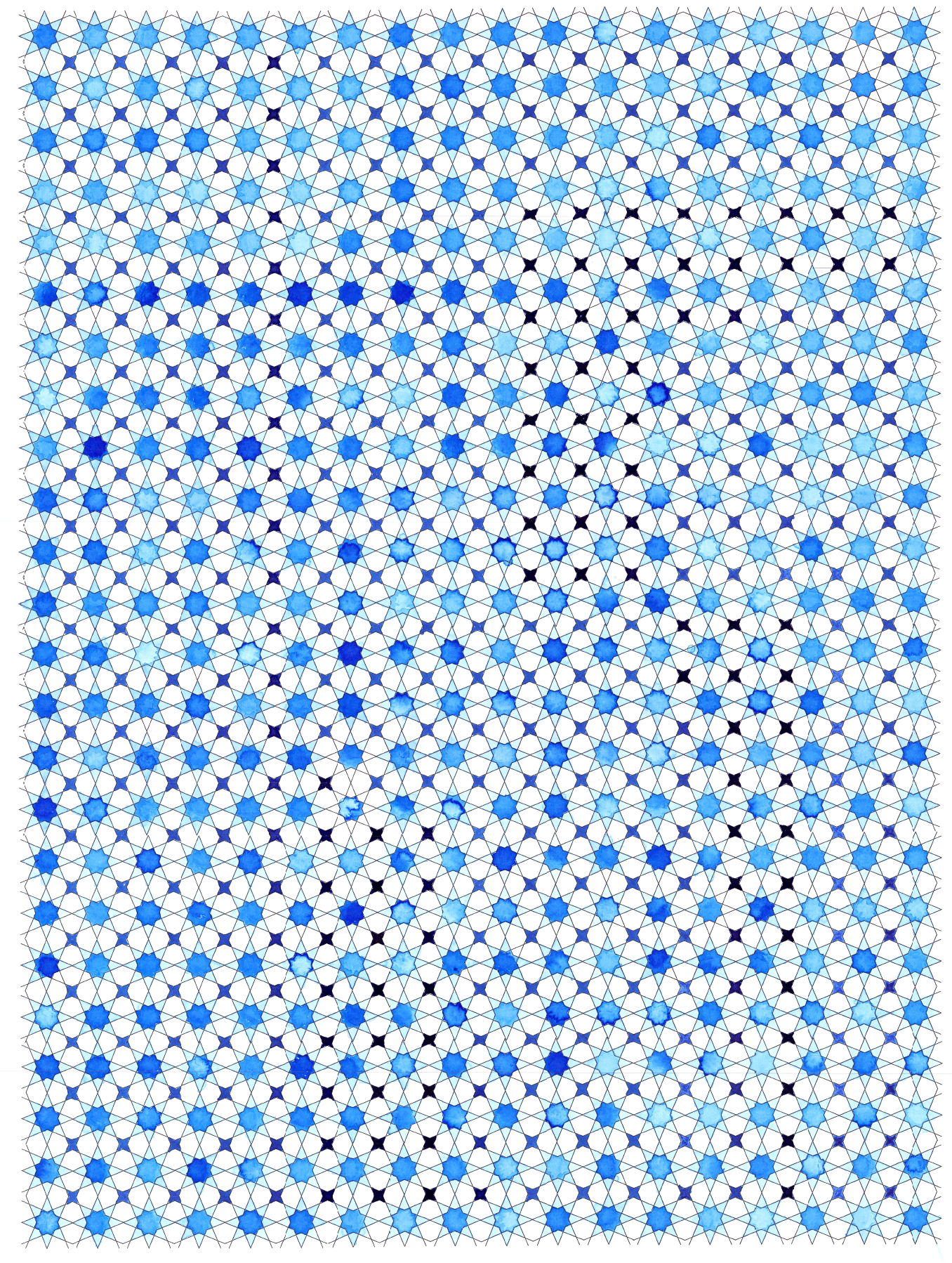 Ancient Pattern Number 1 Small Stars Watercolour Paper A1 Poster Size Coloring