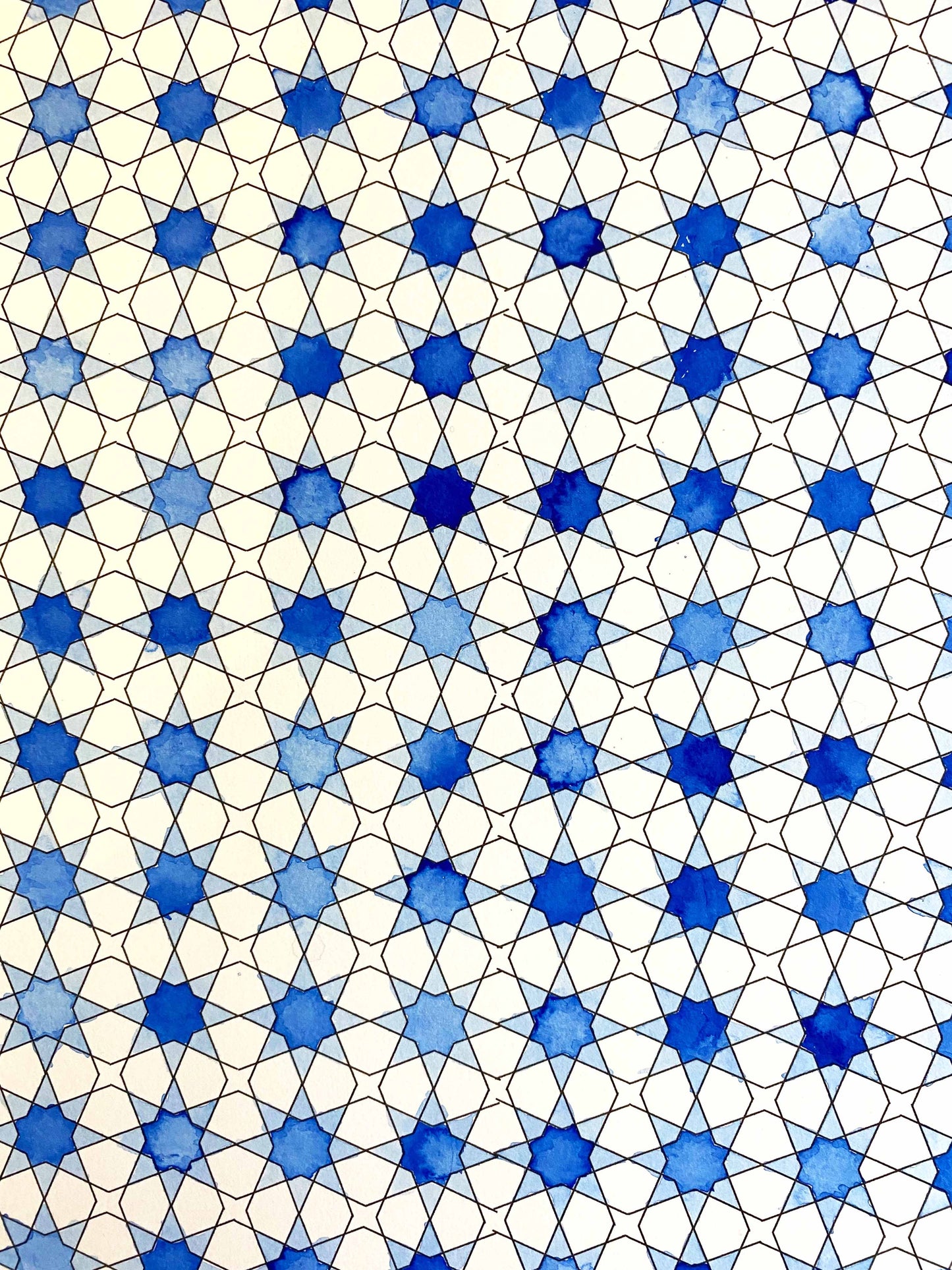 Ancient Pattern Number 1 Small Stars Watercolour Paper A1 Poster Size Coloring