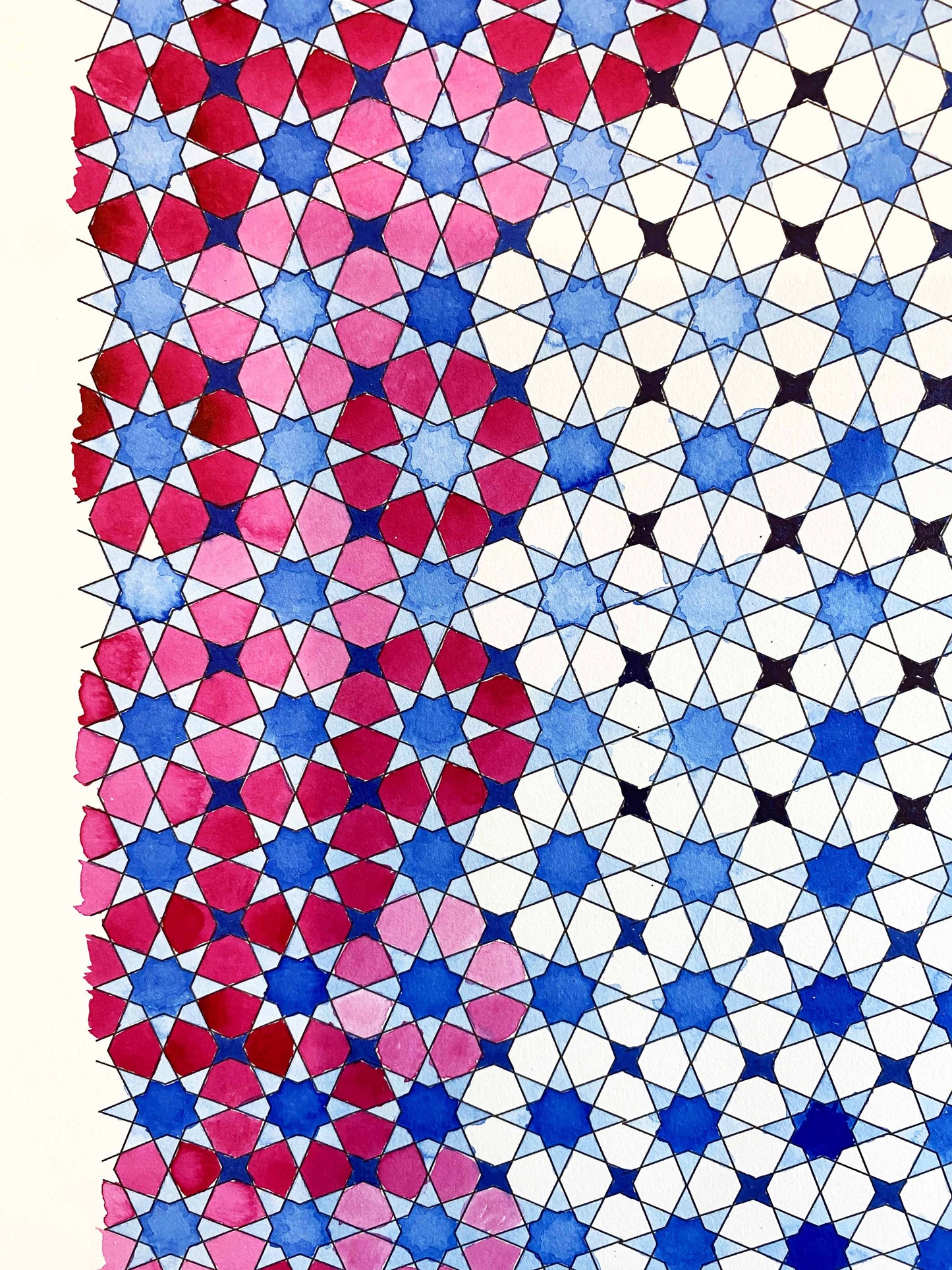 Ancient Pattern Number 1 Small Stars Watercolour Paper A1 Poster Size Coloring