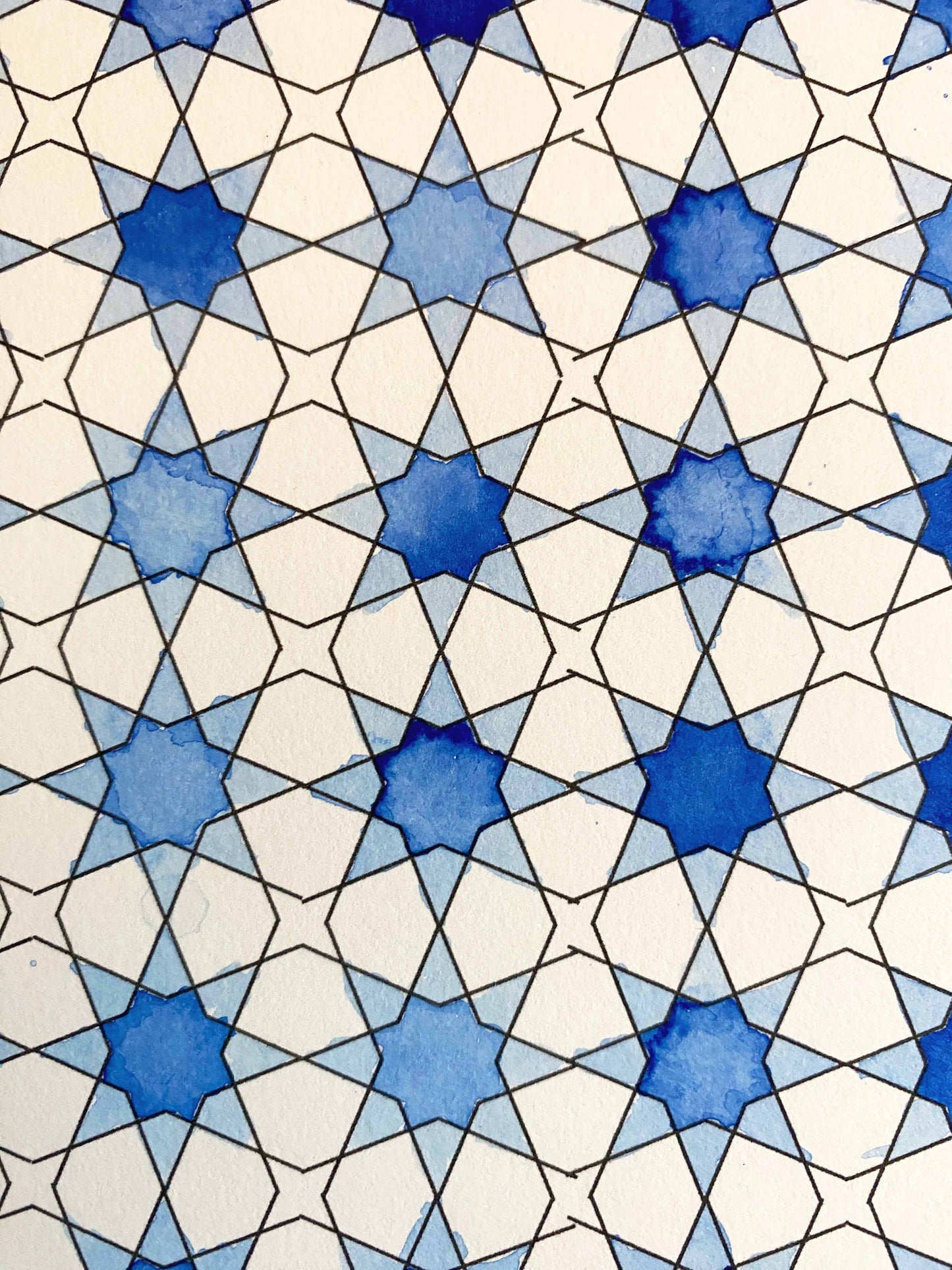Ancient Pattern Number 1 Small Stars Watercolour Paper A1 Poster Size Coloring