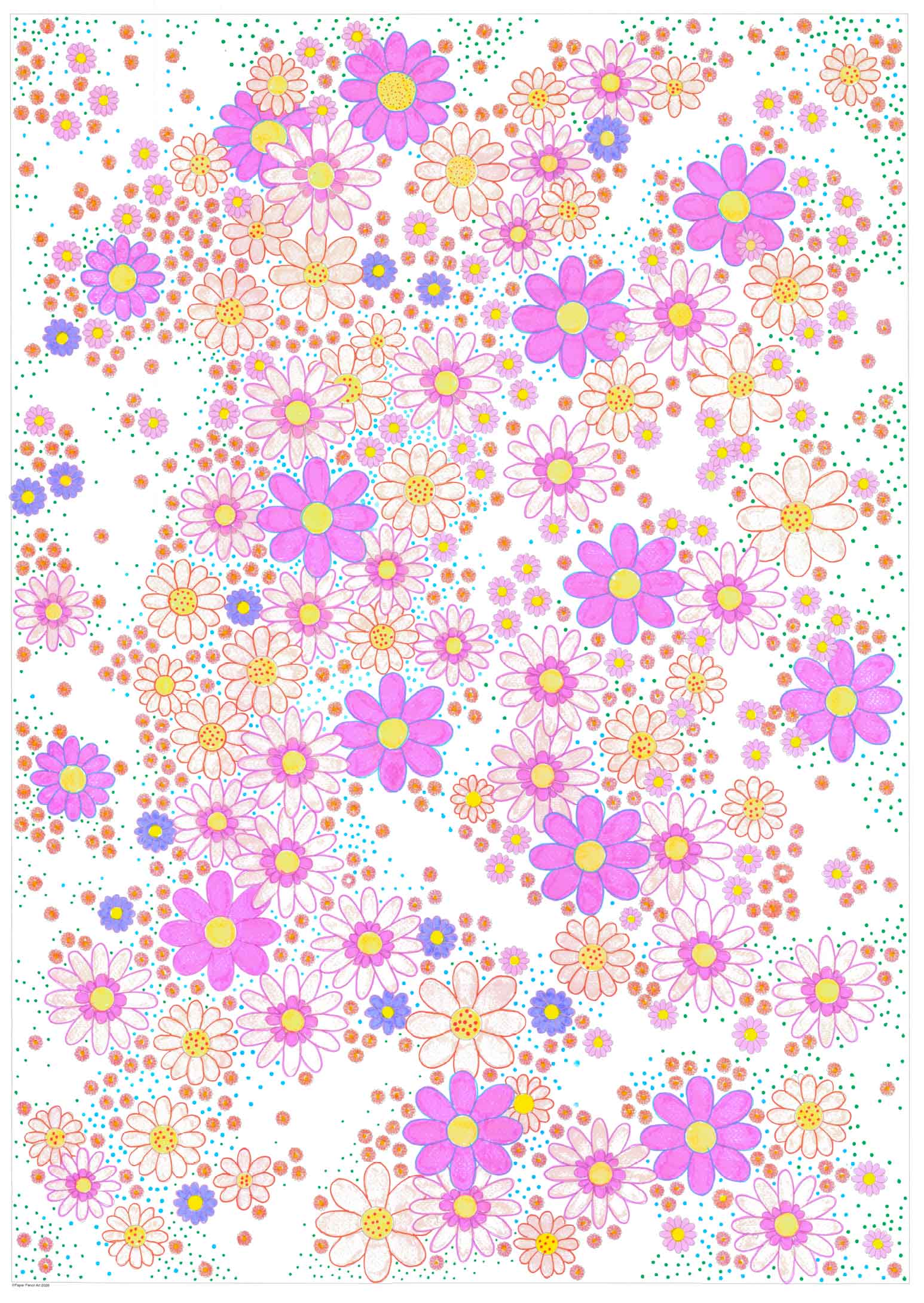 flower colouring sheet large format poster size watercolour paper