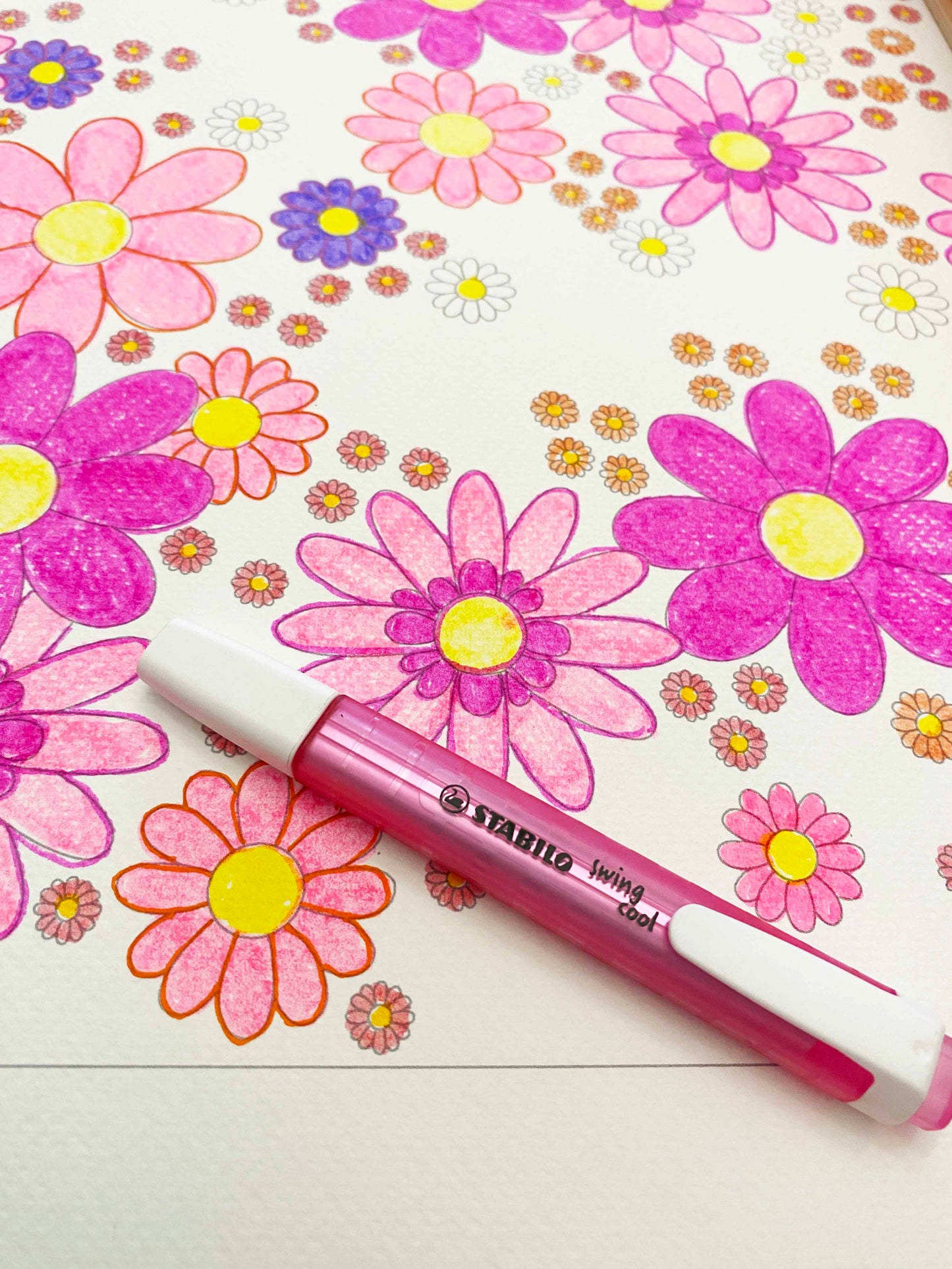flower colouring sheet large format poster size watercolour paper