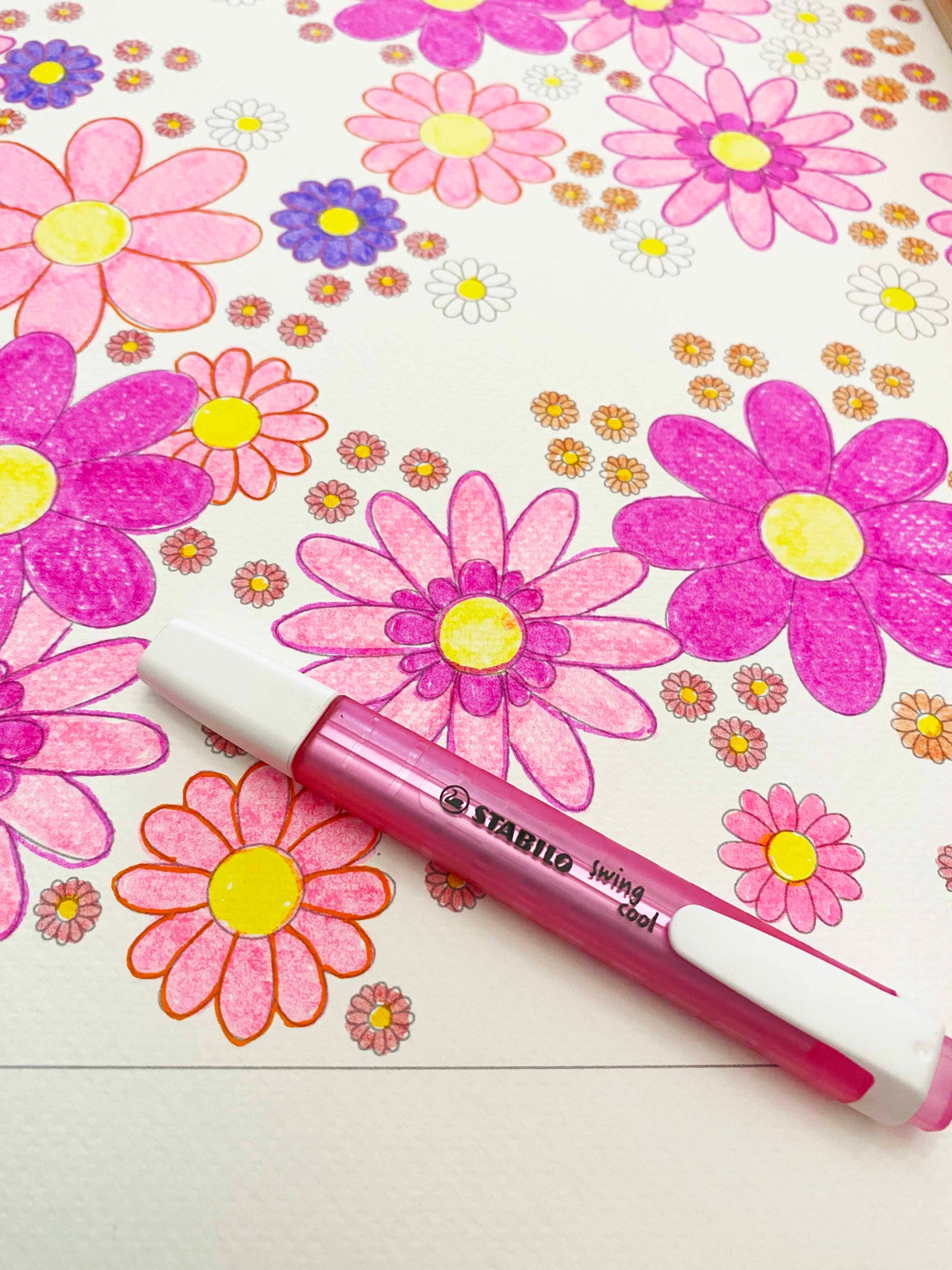 flower colouring sheet large format poster size watercolour paper