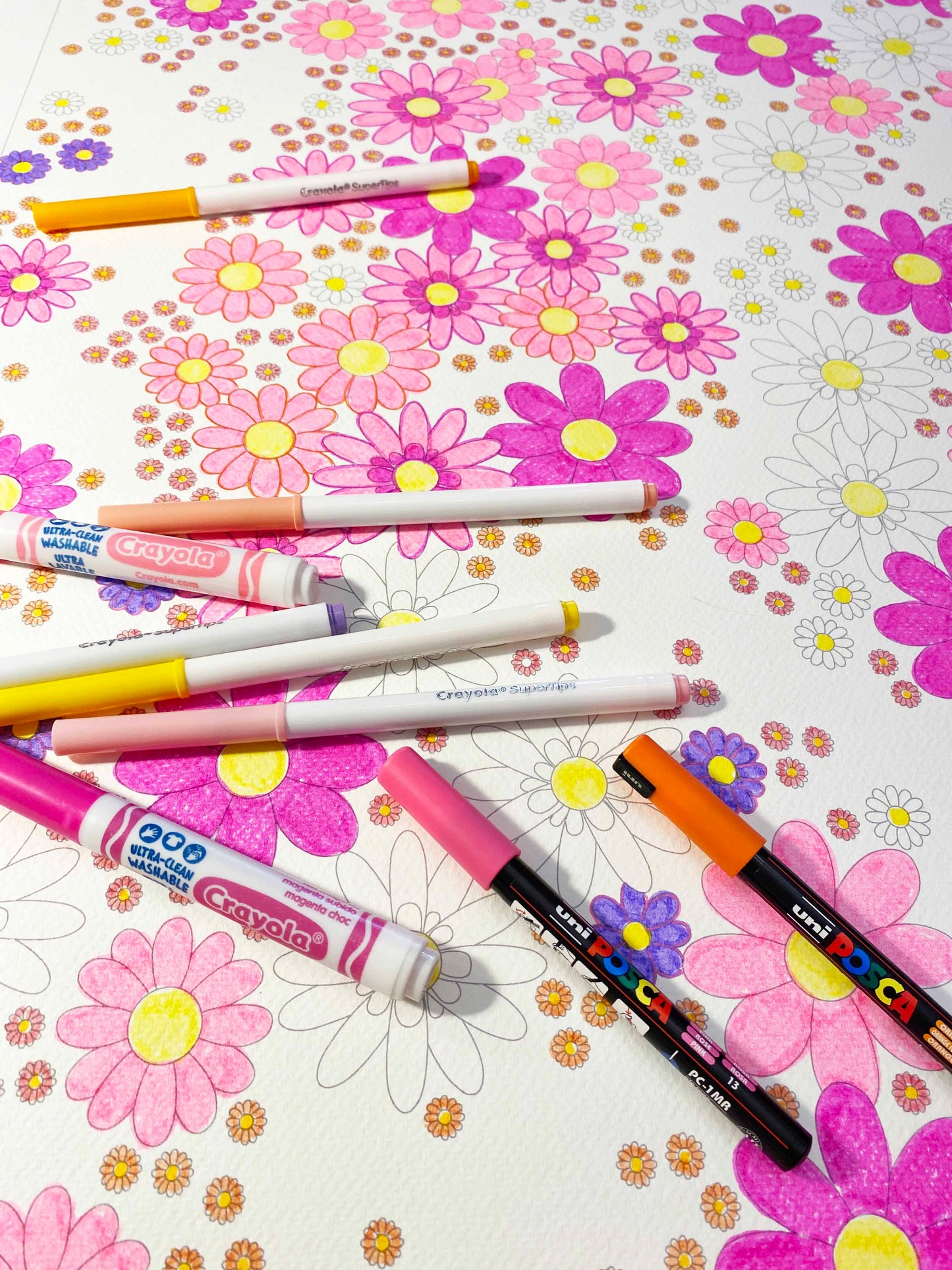 flower colouring sheet large format poster size watercolour paper