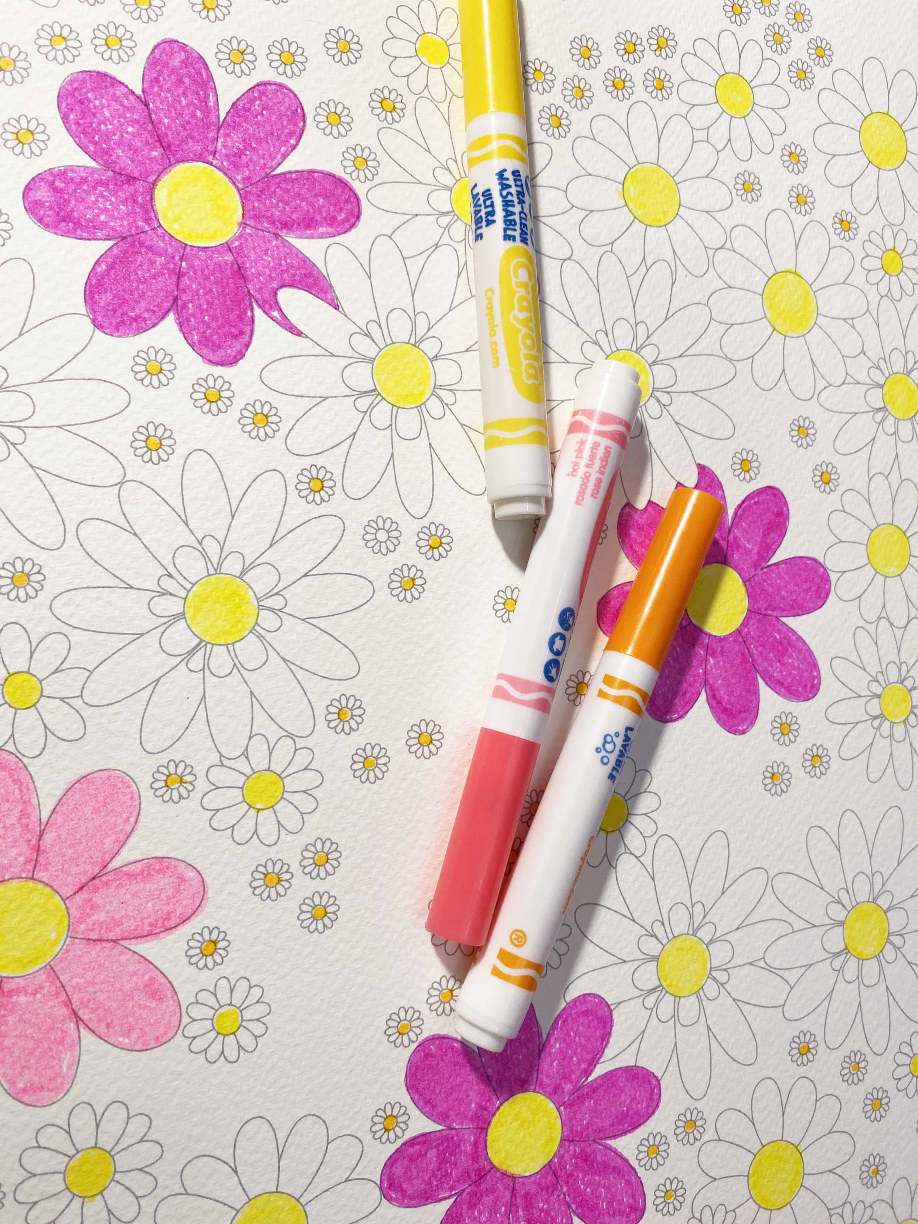 flower colouring sheet large format poster size watercolour paper