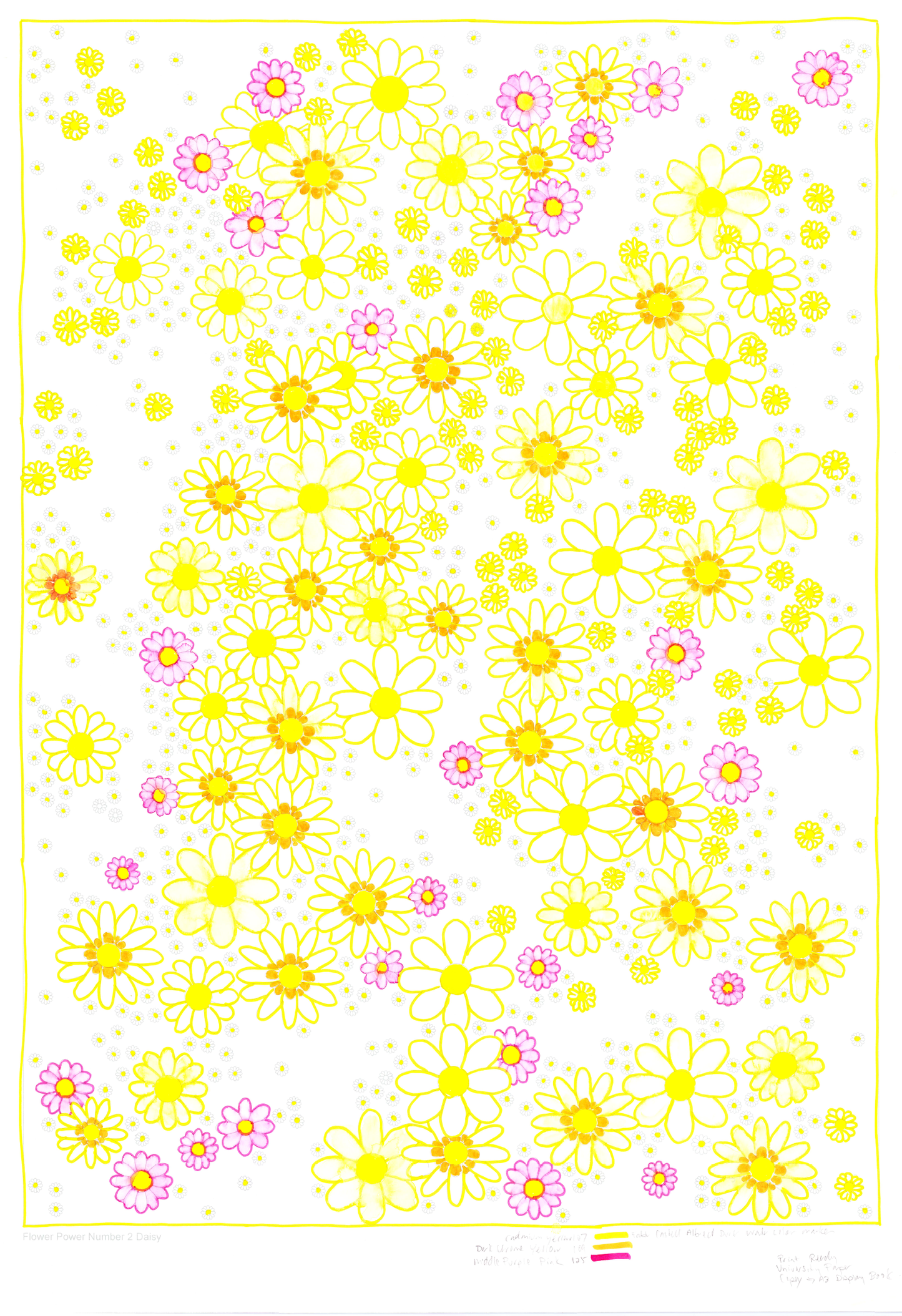 flower colouring sheet large format poster size watercolour paper
