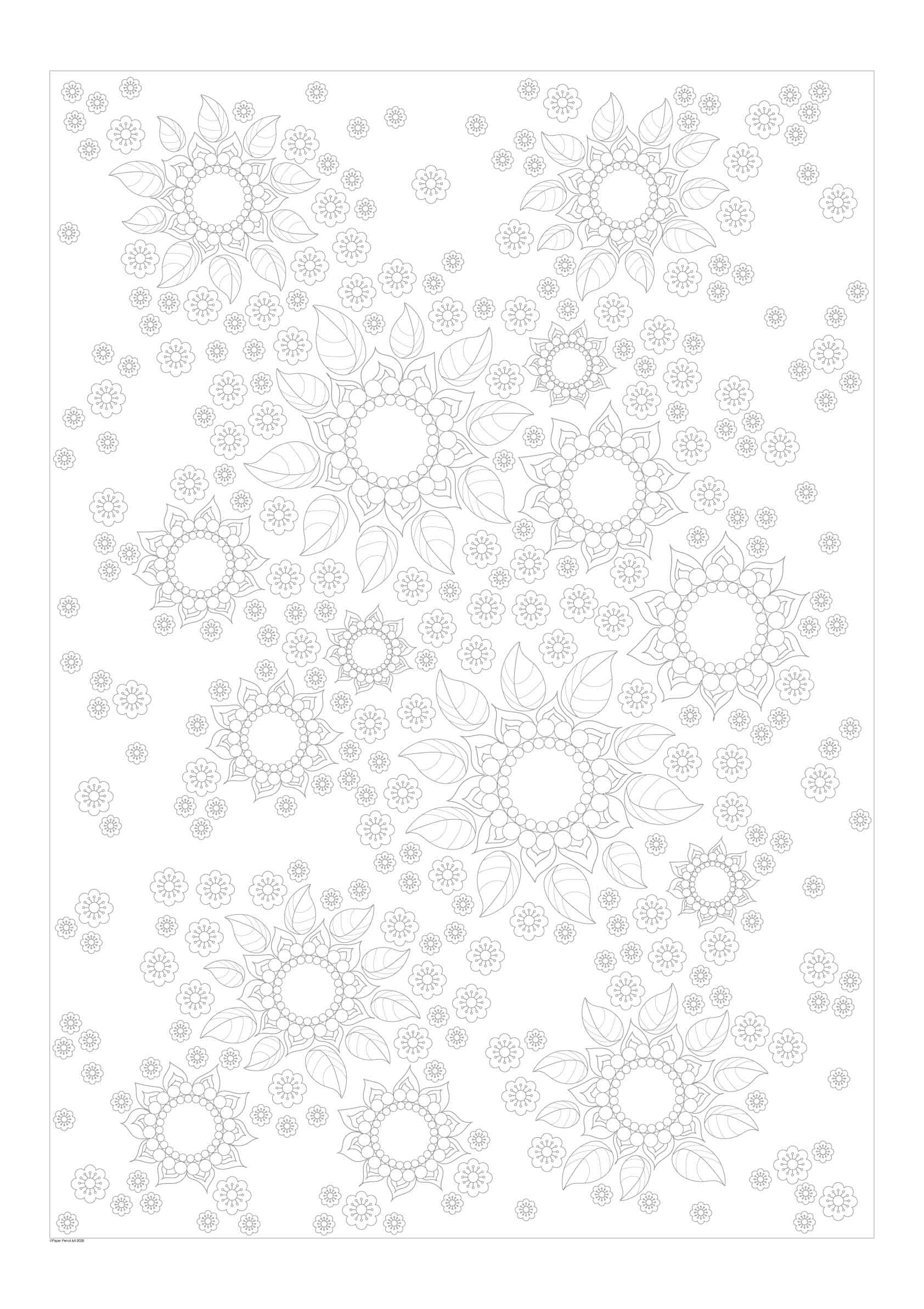 Flower Pattern poster size colouring A1 large format Copic Markers